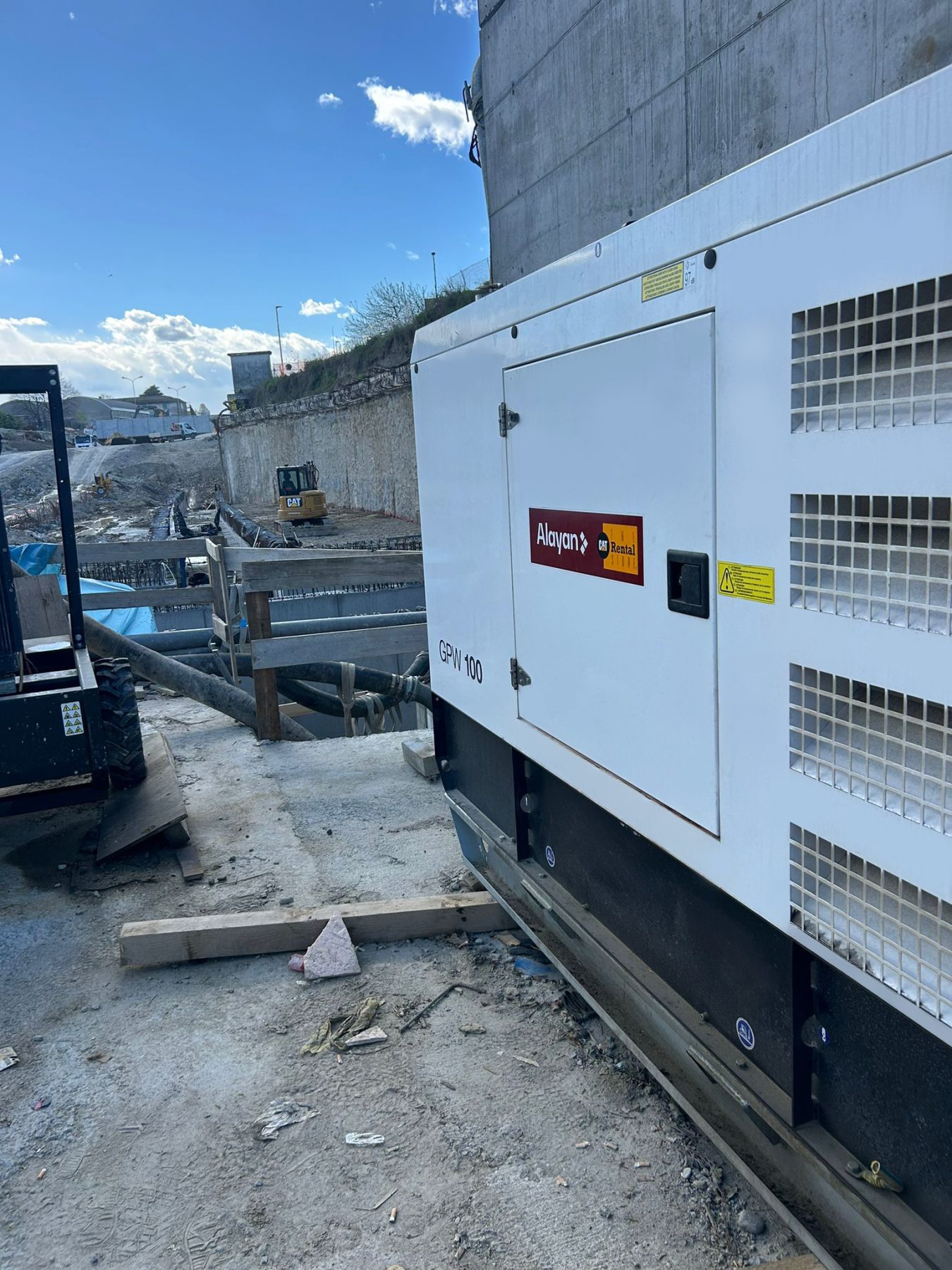 Alayan rental generator installed on a road construction site Alayan Rent