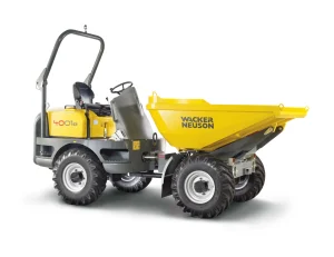 Yellow Wacker Neuson 4001s articulated wheeled site dumper with swivel tipping bucket and 4WD for rent – Alayan Rentals